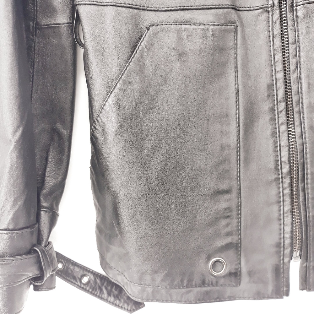 Rachel Zoe Moto Genuine Leather Jacket Size XXS - Picture 8 of 14